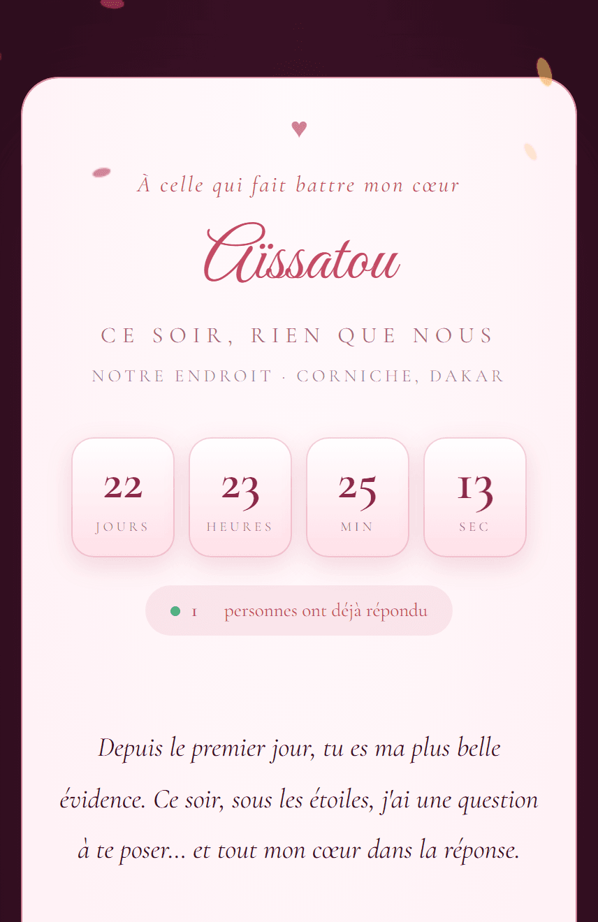 Page Déclaration d'amour — style Éclat de cœur