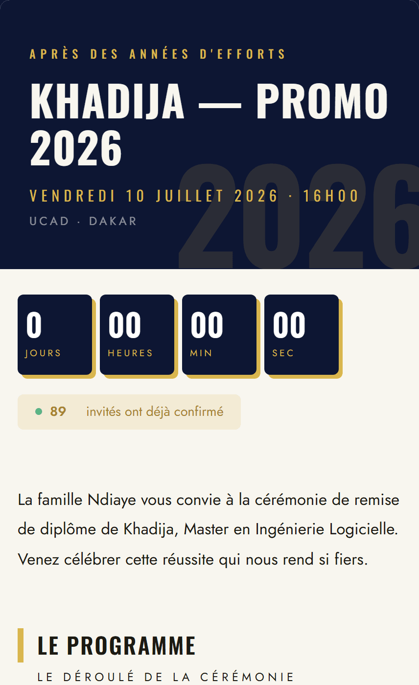 Aperçu d'une invitation de remise de diplôme — univers Lauréat
